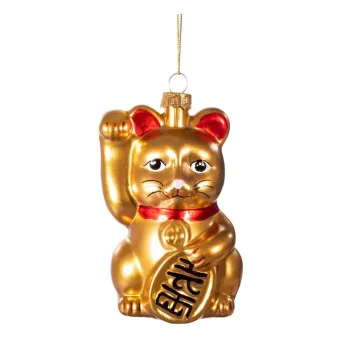 Ornament de Craciun lucrat manual din sticla 11 cm Lucky Cat - Sass & Belle imagine