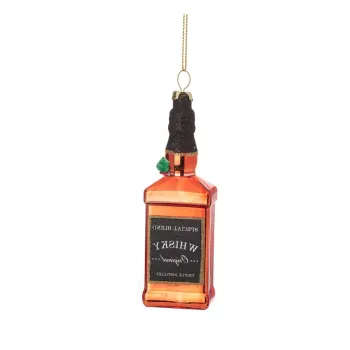 Ornament de Craciun lucrat manual din sticla 12 cm Whisky Bottle - Sass & Belle imagine