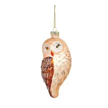 Ornament de Craciun lucrat manual din sticla 13 cm Owl - Sass & Belle imagine