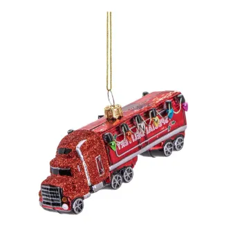 Ornament de Craciun lucrat manual din sticla 4,5 cm Red Truck - Sass & Belle imagine