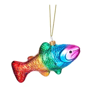 Ornament de Craciun lucrat manual din sticla 7 cm Rainbow Trout - Sass & Belle imagine