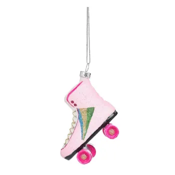 Ornament de Craciun lucrat manual din sticla 8 cm Retro Rollerskate - Sass & Belle imagine