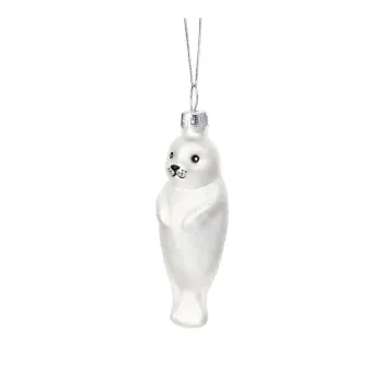 Ornament de Craciun lucrat manual din sticla 9 cm Baby Seal - Sass & Belle imagine
