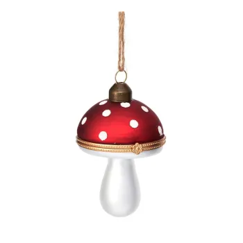 Ornament de Craciun lucrat manual din sticla 9 cm Mushroom - Sass & Belle imagine