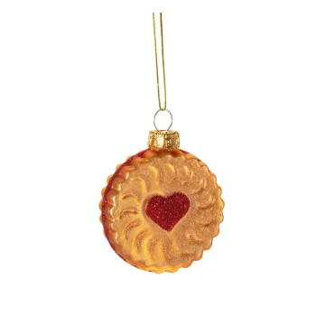 Ornament de Craciun lucrat manual din sticla o 4 cm Jam Biscuit - Sass & Belle imagine