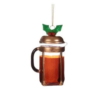 Ornament de Craciun lucrat manual din sticla o 5,5 cm Christmas Cafetiere - Sass & Belle imagine