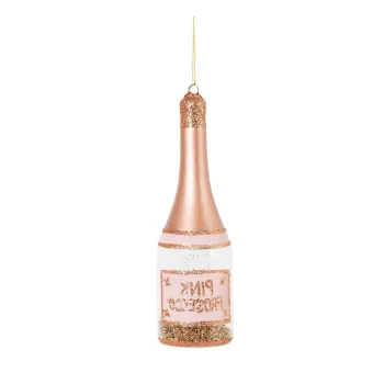 Ornament de Craciun lucrat manual din sticla o 5 cm Pink Prosecco - Sass & Belle imagine