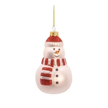 Ornament de Craciun lucrat manual din sticla o 7 cm Snowman - Sass & Belle imagine