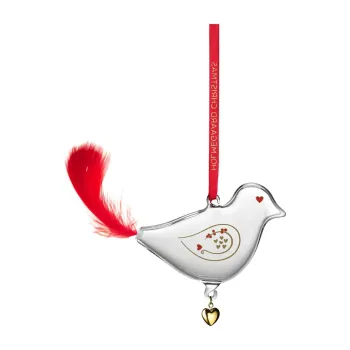 Ornament de Craciun suflat manual din sticla 7 cm Ann-Sofi Romme Annual Christmas Bird 2025 - Holmegaard imagine