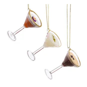 Ornamente de Craciun 3 buc. din sticla 15,5 cm Martini Cocktail - Sass & Belle imagine