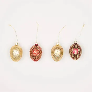 Ornamente de Craciun 4 buc. din sticla 4,5 cm Heirloom Oval - Sass & Belle imagine