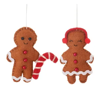 Ornamente de Craciun lucrate manual 2 buc. din material textil 10 cm Gingerbread Couple - Sass & Belle imagine