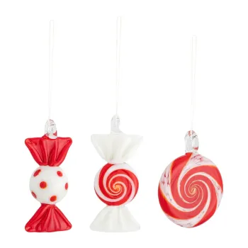 Ornamente de Craciun lucrate manual 3 buc. din sticla 6 cm Festive - Bloomingville imagine