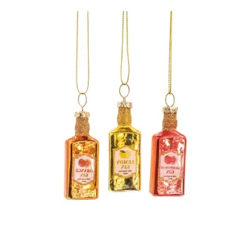 Ornamente de Craciun lucrate manual 3 buc. din sticla o 3 cm Gin Bottle - Sass & Belle imagine