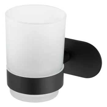 Pahar din sticla mata pentru periute de dinti Orea Black - Wenko imagine