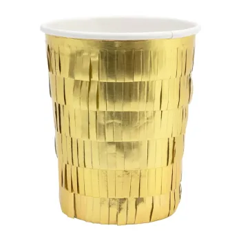 Pahare de unica folosinta 8 buc. din hartie Gold Fringe Party - Meri Meri imagine