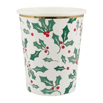 Pahare de unica folosinta 8 buc. din hartie Holly Pattern - Meri Meri imagine