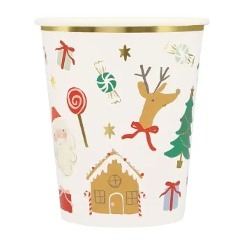 Pahare de unica folosinta 8 buc. din hartie Jolly Christmas - Meri Meri imagine