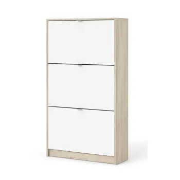 Pantofar alb/in culoare naturala cu deschidere inclinata cu aspect de lemn de stejar Shoes - Tvilum imagine