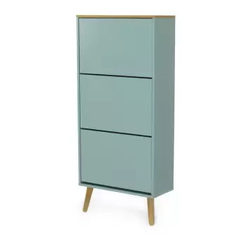 Pantofar cu detalii in decor de stejar si 3 compartimente Tenzo Dot, verde imagine