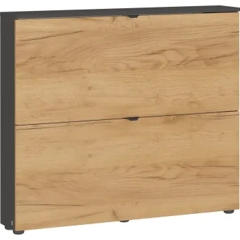 Pantofar gri antracit/in culoare naturala cu deschidere inclinata/suspendat cu aspect de lemn de stejar 100x85x19 cm Renell - Germania imagine