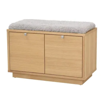 Pantofar gri/in culoare naturala cu banca cu aspect de lemn de stejar Confetti - Rowico imagine