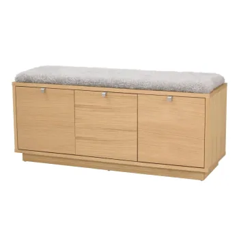 Pantofar gri/in culoare naturala cu banca cu aspect de lemn de stejar Confetti - Rowico imagine