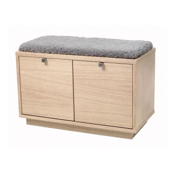 Pantofar gri/in culoare naturala cu banca cu aspect de lemn de stejar Confetti - Rowico imagine