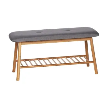 Pantofar gri/maro cu banca din bambus Bahari - Wenko imagine