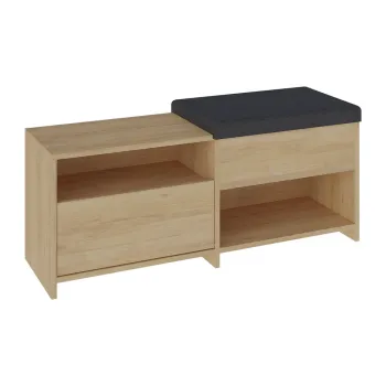 Pantofar in culoare naturala cu banca cu aspect de lemn de stejar Romi - Marckeric imagine