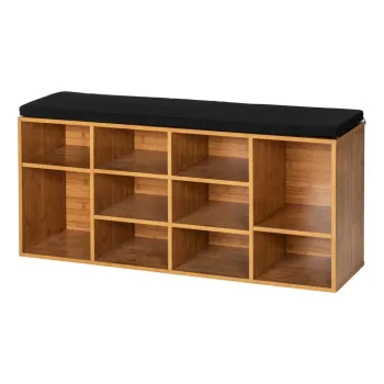 Pantofar in culoare naturala cu banca cu aspect de lemn exotic Loft - Wenko imagine