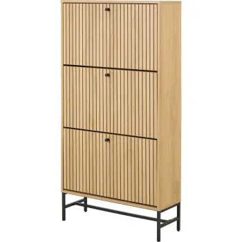 Pantofar in culoare naturala cu deschidere inclinata cu aspect de lemn de stejar 72x140x25 cm Albany - Actona imagine