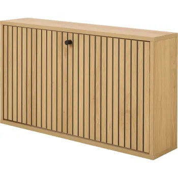 Pantofar in culoare naturala cu deschidere inclinata cu aspect de lemn de stejar 72x43x17 cm Albany - Actona imagine