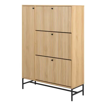 Pantofar in culoare naturala cu deschidere inclinata cu aspect de lemn de stejar 99x140x35 cm Albany - Actona imagine