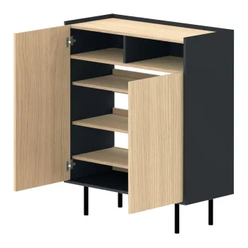 Pantofar negru-natural cu aspect de lemn de stejar Sienna - TemaHome imagine