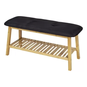 Pantofar negru/natural cu banca din bambus Ecori - Wenko imagine