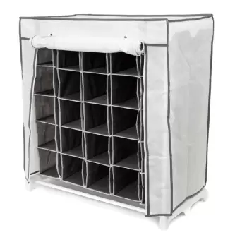 Pantofar textil Compactor shoes, 25 compartimente, negru - alb imagine