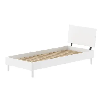 Pat alb din lemn de fag cu somiera 90x200 cm Forrest - Vipack imagine