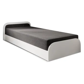 Pat alb/gri inchis tapitat/din placa aglomerata de lemn cu spatiu de depozitare cu saltea 80x190 cm Parys - ELTAP imagine