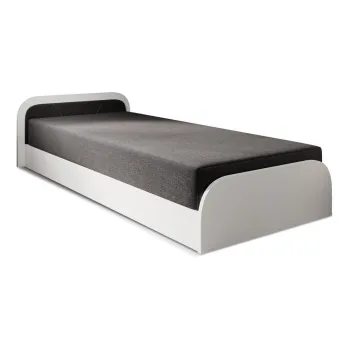 Pat alb/gri inchis tapitat/din placa aglomerata de lemn cu spatiu de depozitare cu saltea 80x190 cm Parys - ELTAP imagine