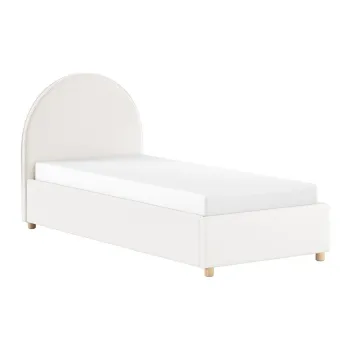 Pat alb tapitat cu spatiu de depozitare cu somiera 90x200 cm Moon - Vipack imagine