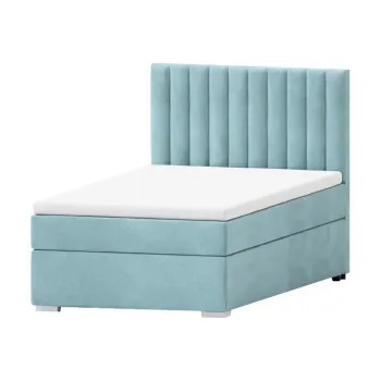 Pat albastru deschis tapitat cu spatiu de depozitare cu somiera 90x200 cm Bunny - Ropez imagine