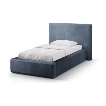 Pat albastru inchis tapitat cu spatiu de depozitare cu somiera 90x200 cm Amy - Micadoni imagine