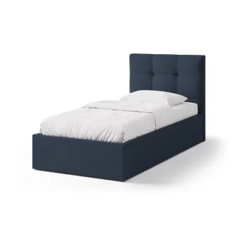 Pat albastru tapitat cu spatiu de depozitare cu somiera 90x200 cm Phaedra - Micadoni imagine