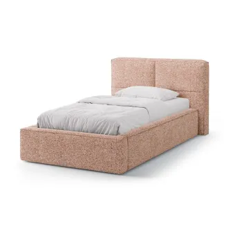 Pat albastru-verde tapitat cu spatiu de depozitare cu somiera 90x200 cm Darren - Micadoni imagine