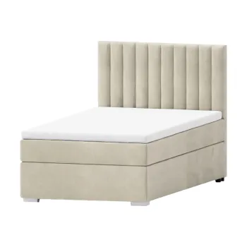 Pat bej tapitat cu spatiu de depozitare cu somiera 90x200 cm Bunny - Ropez imagine