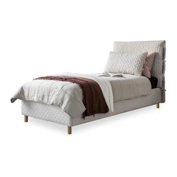 Pat bej tapitat de o persoana si somiera 90x200 cm Sleepy Luna - Miuform imagine