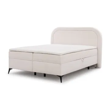 Pat boxspring alb cu spatiu de depozitare 200x200 cm Ornes - Ropez imagine