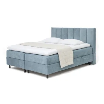 Pat boxspring albastru cu spatiu de depozitare 160x200 cm Elva Bold Line - Bonami Selection imagine