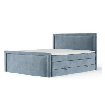 Pat boxspring albastru cu spatiu de depozitare 160x200 cm Lavenda - Maison de Reve imagine